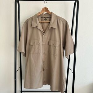 Dickies FLEX Short Sleeve Work Shirt Khaki Men’s 2XL Button Up